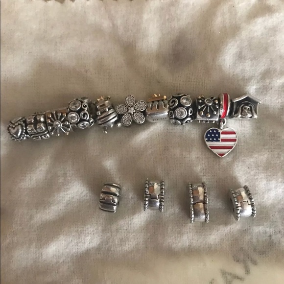 Authentic Pandora Charms and Leather Bracelet - Picture 1 of 2